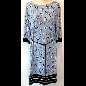 Liz Claiborne Blue Dress with Sash Belt - EUC
